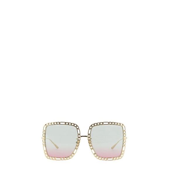 GUCCI Square Chain Link Sunglasses Women GOLD